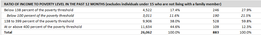 uninsured population in zip code 55811 in duluth minnesota by income poverty level