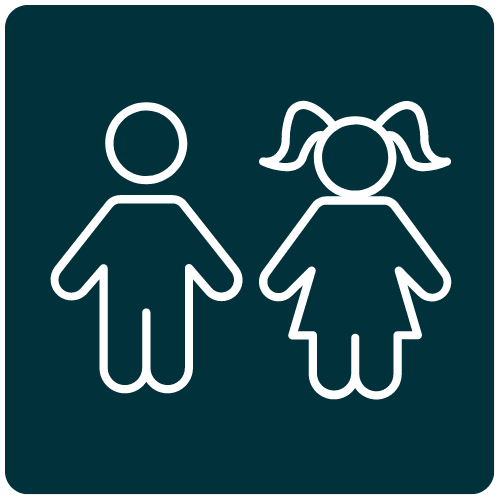 aces data adverse childhood experiences data icon showing outlines of two children on a dark background