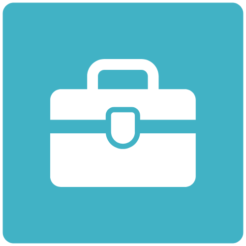 unemployment rate icon showing a briefcase on a teal background