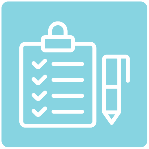 had usual source of medical care icon shows clipboard and pen on light blue background