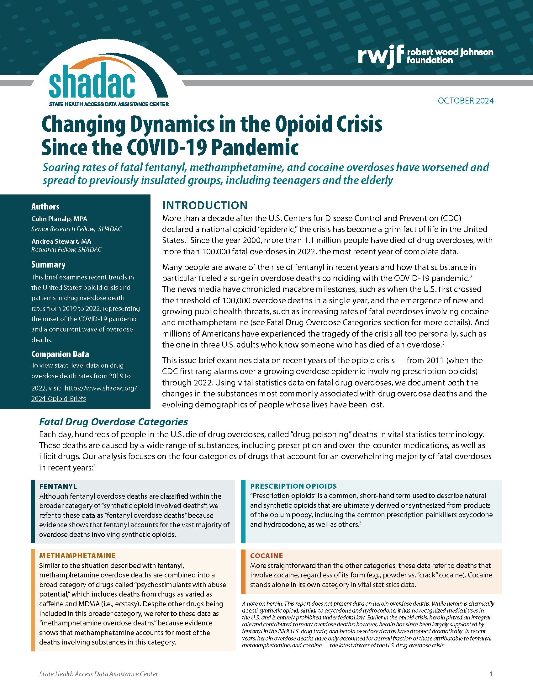 SHADAC opioid brief 2024 cover page