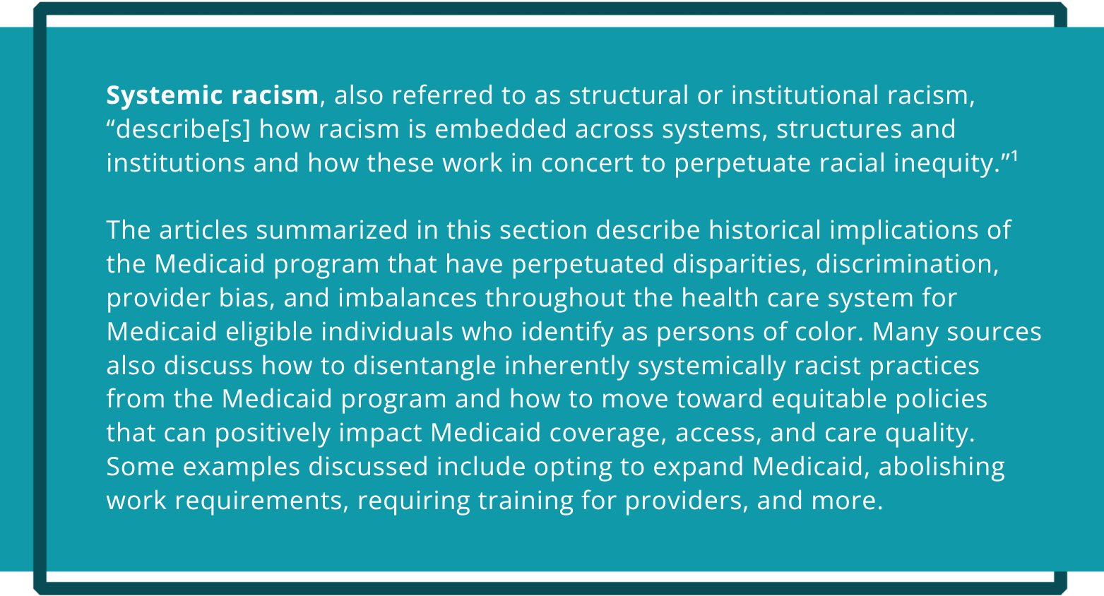 systemic racism definition in white text on a teal box