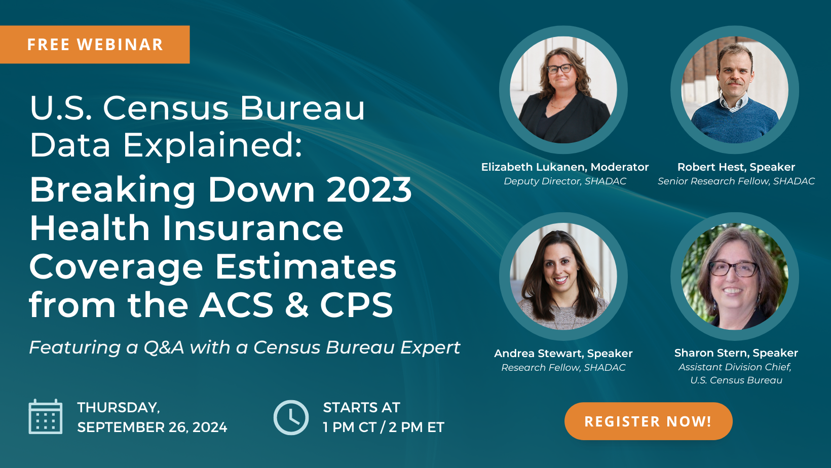 Census Bureau and SHADAC webinar ad with speakers pictured on the right